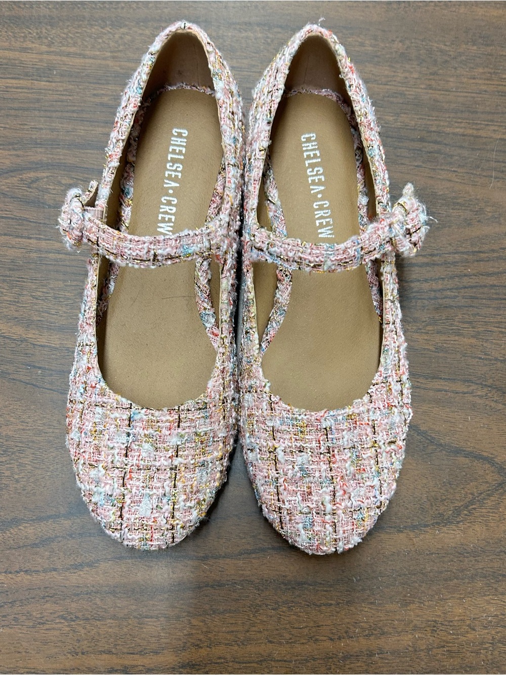 New Sample Pair Chelsea Crew Pink Tweed Mary Jane Flats-Functional Buckle Sz 6.5